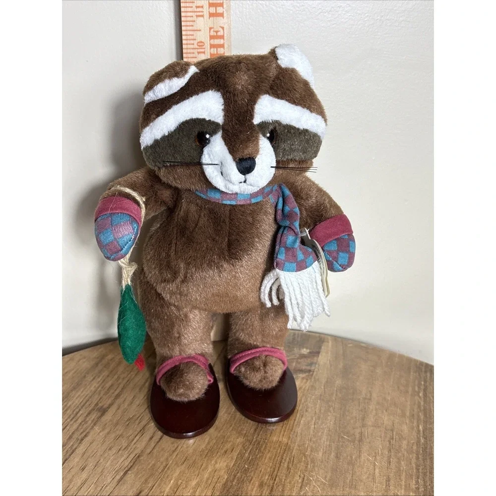 Vintage Applause North Woods Sherwood Raccoon Plush Toy with Tags Holiday